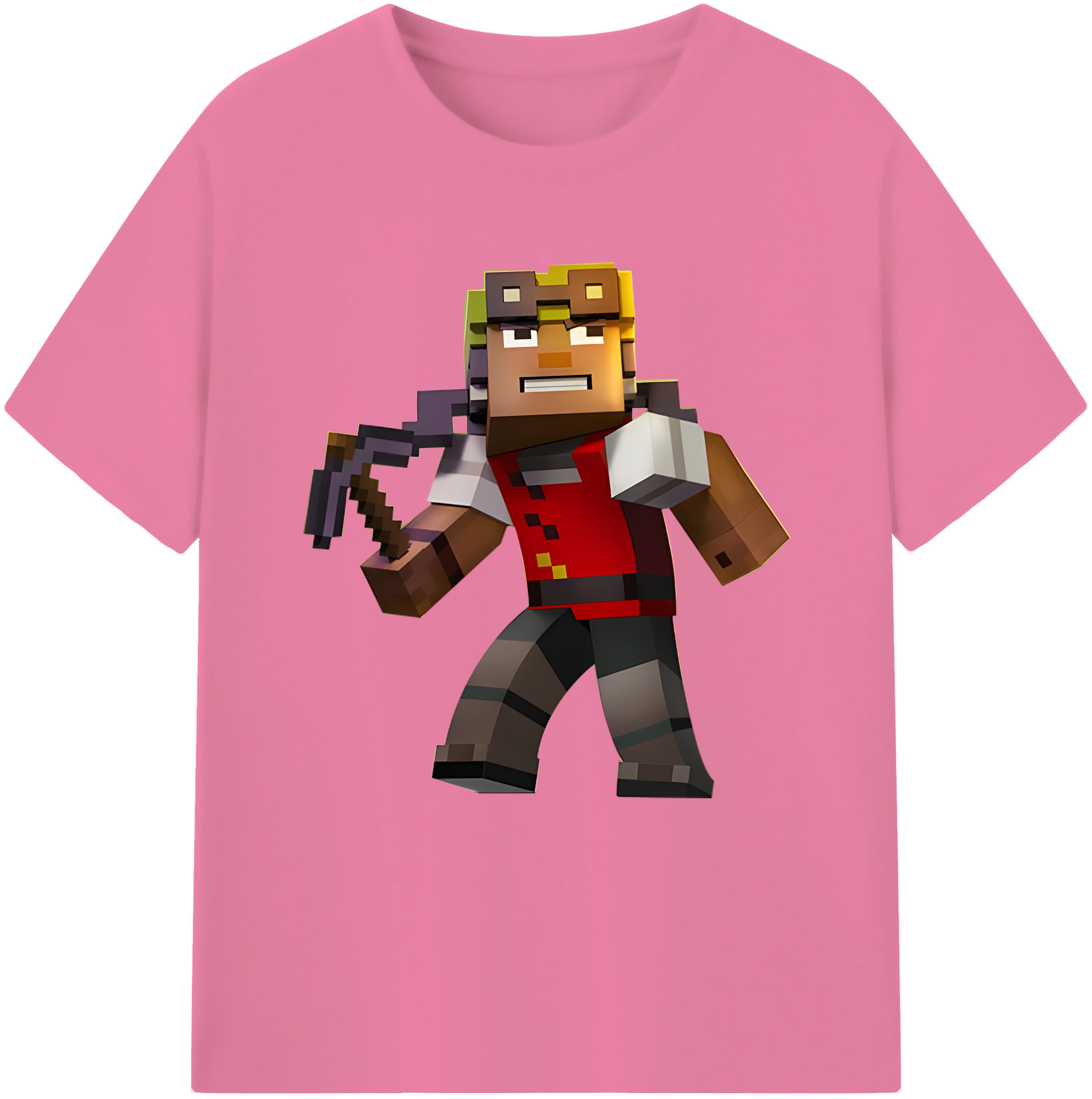 （画像用） マインクラフト ブロックの世界 Minecraft MC Block world 綿100％半袖Tシャツ（フロントプリント）